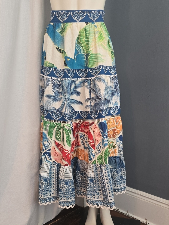FARM Rio Dresses & Skirts - New With Tags FARM RIO tiered maxi  linen  blend skirt Sz M